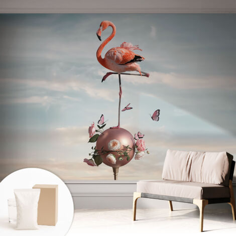 Tapete Vliestapete mit Kleber Wandtapete modern - Tapete mit Motiv - Tapete Schlafzimmer Eleganter Flamingo 312x219 cm