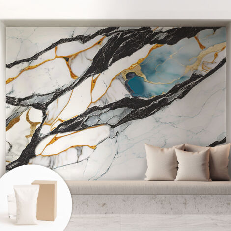 Tapete Vliestapete mit Kleber Wandtapete modern - Tapete mit Motiv - Tapete Schlafzimmer Eleganter Marmor 208x146 cm