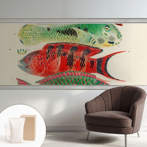 Tapete Vliestapete mit Kleber Wandtapete modern - Tapete mit Motiv - Tapete Schlafzimmer Exotische Fische 250x104 cm