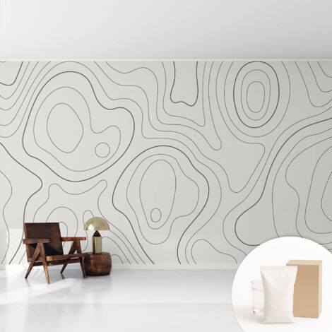 Tapete Vliestapete mit Kleber Wandtapete modern - Tapete mit Motiv - Tapete Schlafzimmer Fließende Linien 416x254 cm