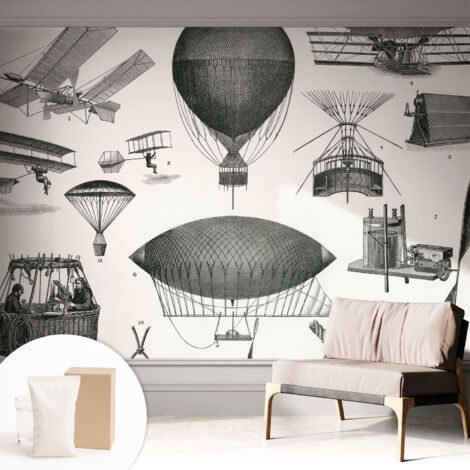 Tapete Vliestapete mit Kleber Wandtapete modern - Tapete mit Motiv - Tapete Schlafzimmer Geschichte der Luftfahrt 312x219 cm