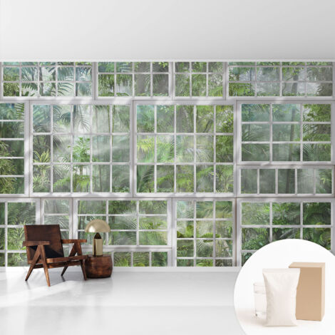 Tapete Vliestapete mit Kleber Wandtapete modern - Tapete mit Motiv - Tapete Schlafzimmer Grüner Wald 416x254 cm