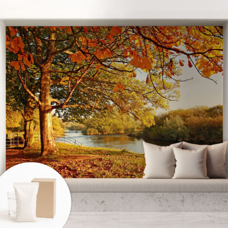 Tapete Vliestapete mit Kleber Wandtapete modern - Tapete mit Motiv - Tapete Schlafzimmer Herbst an der Küste 208x146 cm