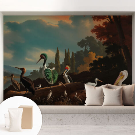 Tapete Vliestapete mit Kleber Wandtapete modern - Tapete mit Motiv - Tapete Schlafzimmer Malerische Vögel 208x146 cm