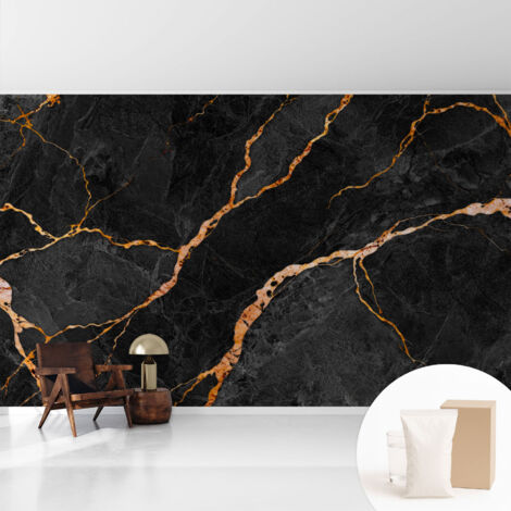 Tapete Vliestapete mit Kleber Wandtapete modern - Tapete mit Motiv - Tapete Schlafzimmer Marmoradern 416x254 cm
