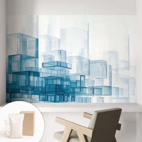 Tapete Vliestapete mit Kleber Wandtapete modern - Tapete mit Motiv - Tapete Schlafzimmer Transparente Würfel 104x70 cm
