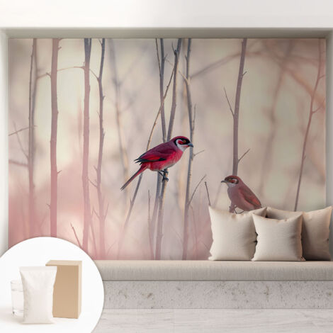 Tapete Vliestapete mit Kleber Wandtapete modern - Tapete mit Motiv - Tapete Schlafzimmer Vogelpaar 208x146 cm