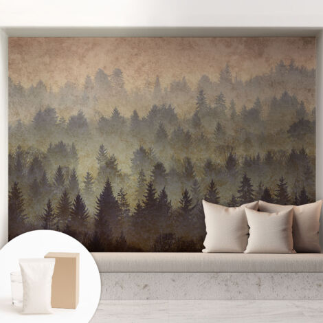 Tapete Vliestapete mit Kleber Wandtapete modern - Tapete mit Motiv - Tapete Schlafzimmer Waldnebel 208x146 cm