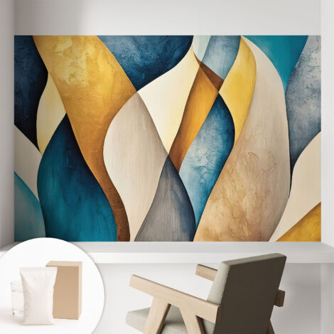 Tapete Vliestapete mit Kleber Wandtapete modern - Tapete mit Motiv - Tapete Schlafzimmer Wogende Abstraktion 104x70 cm