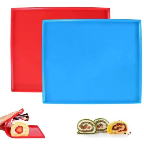 Tapetes de silicona para hornear, juego de 2, tapetes de embalaje, tapetes para rollos suizos, bandejas para hornear, tapetes de silicona para rollos suizos, antideslizantes, adecuados para hornear, h