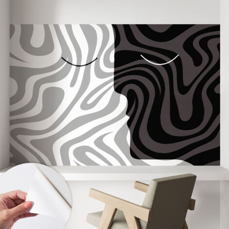 Tapetet Klebetapete für Wohnzimmer Schlafzimmer Küche - Wanddekoration Abstrakte Gesichter 104x70 cm