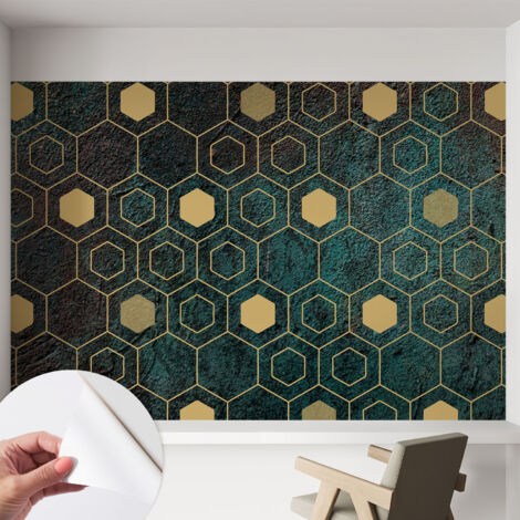 Tapetet Klebetapete für Wohnzimmer Schlafzimmer Küche - Wanddekoration  Geometrische Sechsecke 152x104 cm