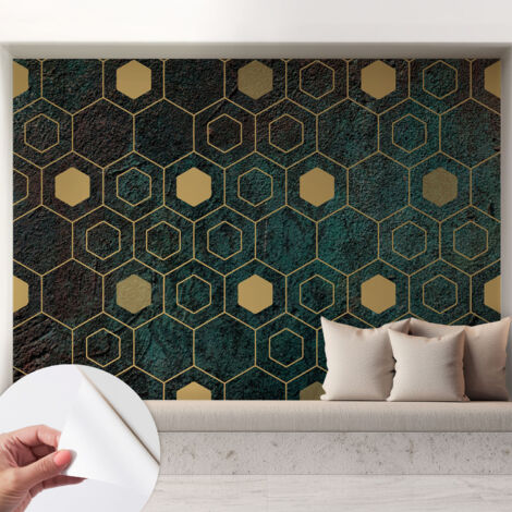 Tapetet Klebetapete für Wohnzimmer Schlafzimmer Küche - Wanddekoration  Geometrische Sechsecke 208x146 cm
