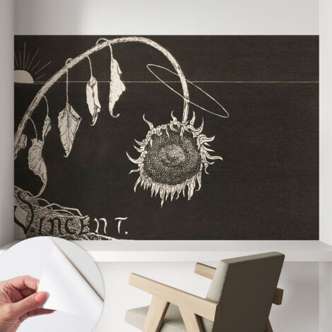 Tapetet Klebetapete für Wohnzimmer Schlafzimmer Küche - Wanddekoration  Nostalgische Sonnenblume 104x70 cm