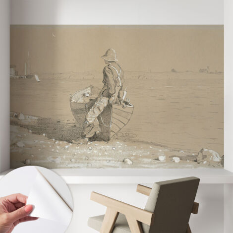 Tapetet Klebetapete für Wohnzimmer Schlafzimmer Küche - Wanddekoration Nostalgische Szene 104x70 cm