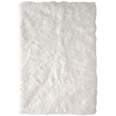 Tapis 115x170 cm en imitation fourrure écru