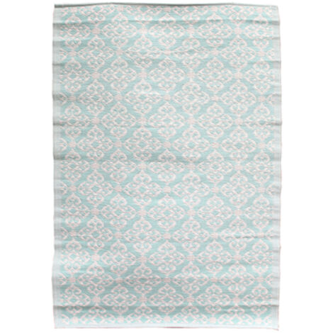 Tapis 120x180 à motifs blancs et turquoise