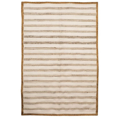 Tapis 120x180 cm rayé naturel et blanc