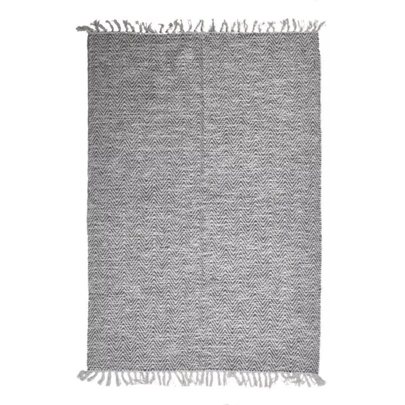 Meubletmoi - Tapis 140 x 200 cm en coton brodé de motifs chevrons gris clair – glow