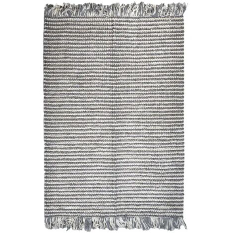 Tapis 140 x 200 cm texturé gris clair et blanc avec franges – SOHO