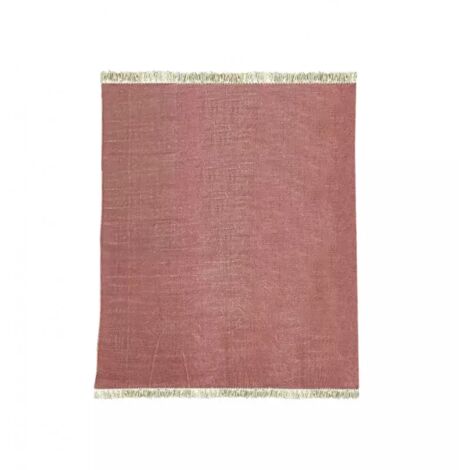 Tapis 150x200 cm tissé en coton rouge à franges - CLIFFORD 2987
