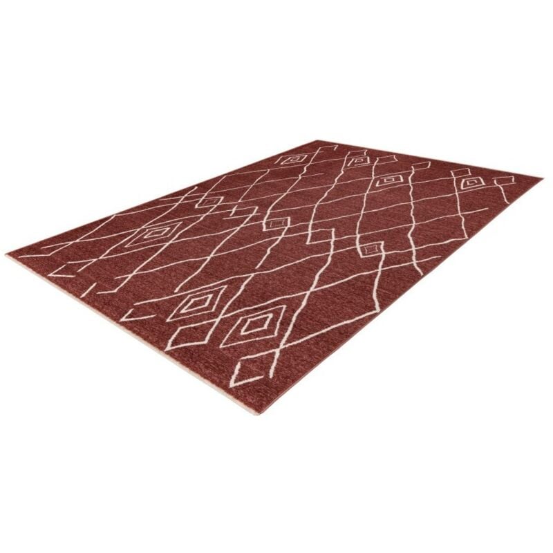Meublorama - Tapis 150x80cm, design A205R coloris terracotta - Confort et élégance pour votre intérieur