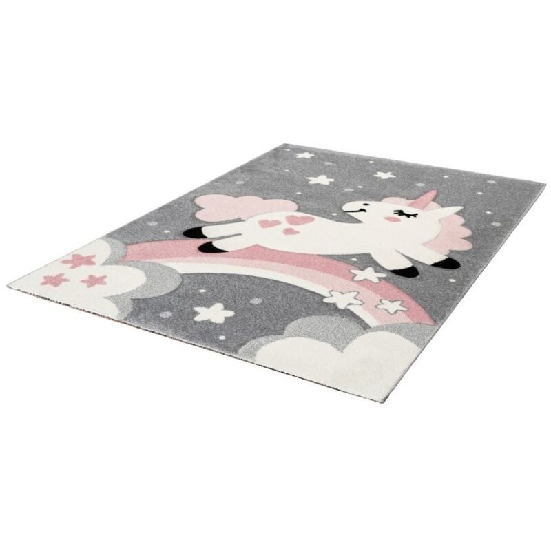 Tapis enfant 150x80cm, design A723O coloris rose - Confort et élégance pour votre intérieur