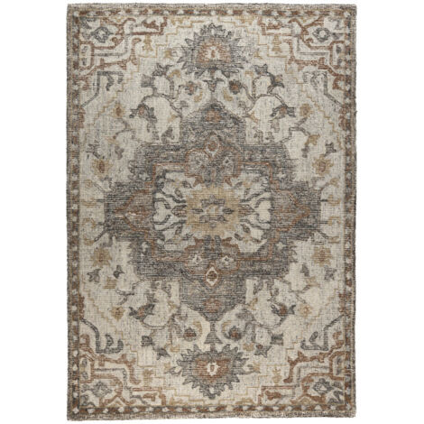 Tapis 160x230 cm en tissu gris et beige - AMORI