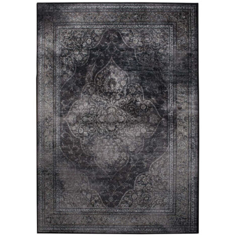 Tapis 170x240 cm en tissu noir - RUGGED