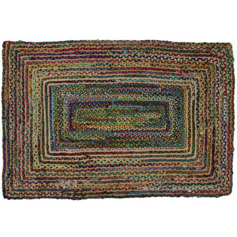 Tapis 180x120 cm en jute et coton multicolore