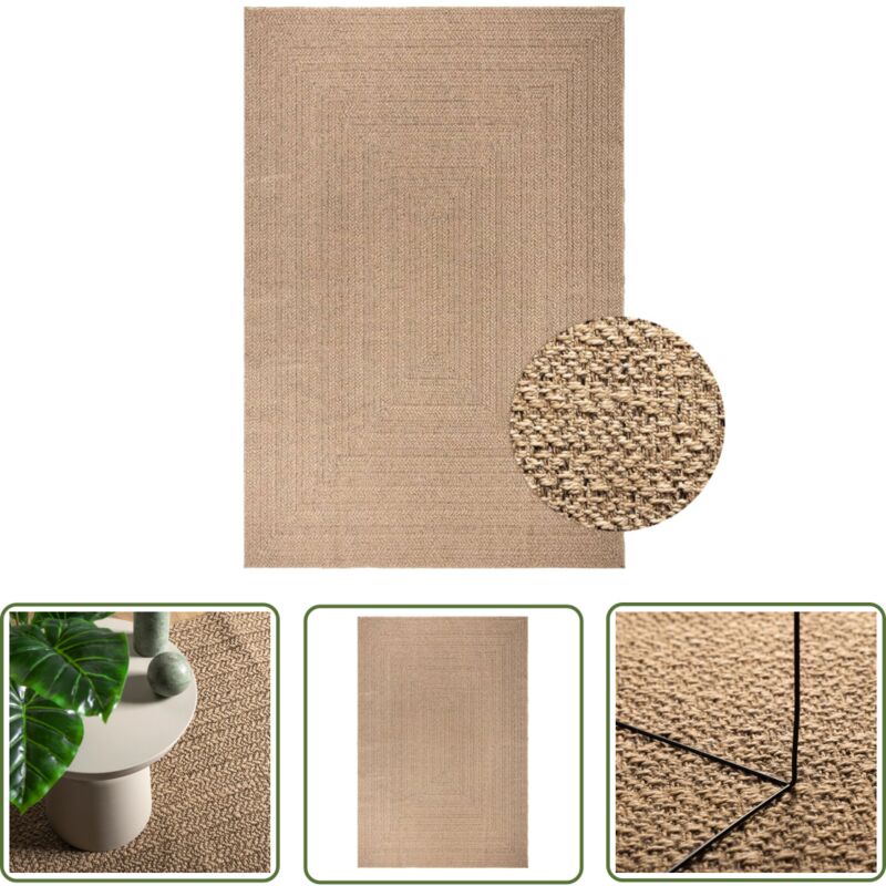 The Living Store - Tapis zizur 200x290 cm aspect de jute intérieur et extérieur - Tapis Exterieur - Tapis Interieur - Tapis Jute - Tapis