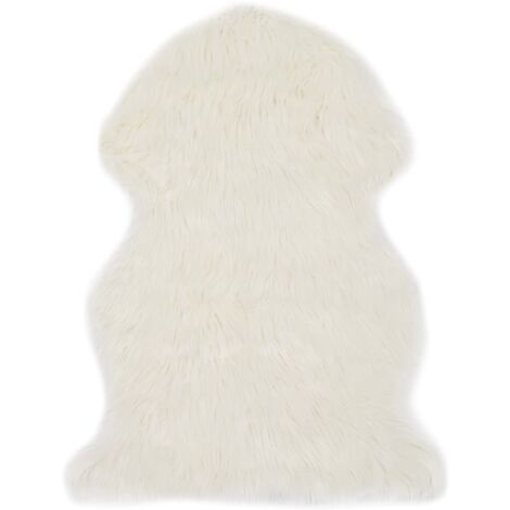 Tapis 60 x 90 cm Peau de mouton synthetique Blanc
