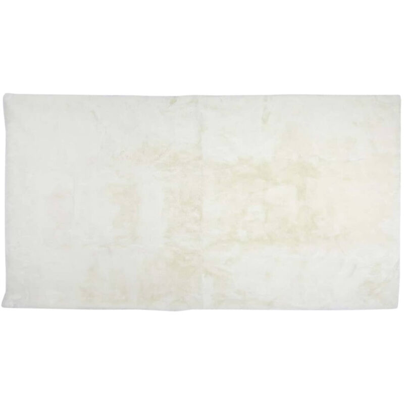 Tapis 60x110cm Imitation Fourrure Fine Blanc Crème