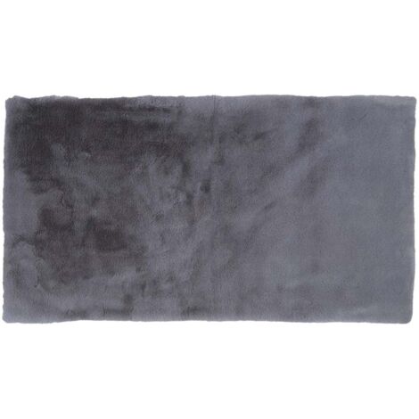 Tapis 60x110cm Imitation Fourrure Fine Gris Anthracite