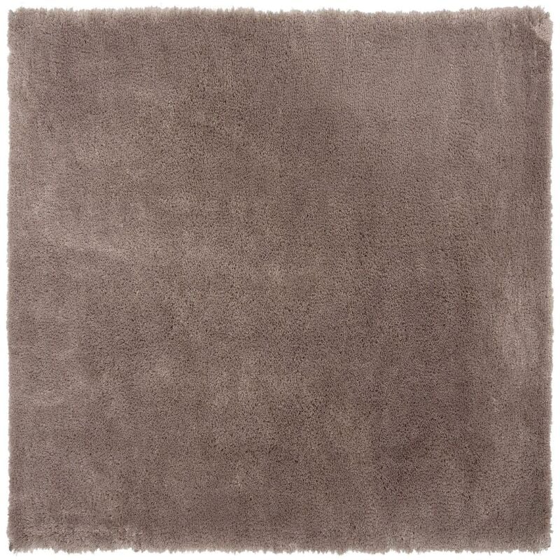 Tapis Épais Carré 200 x 200 cm en Tissu Coton Marron Clair Doux au Toucher pour Chambre et Salon Moderne Beliani