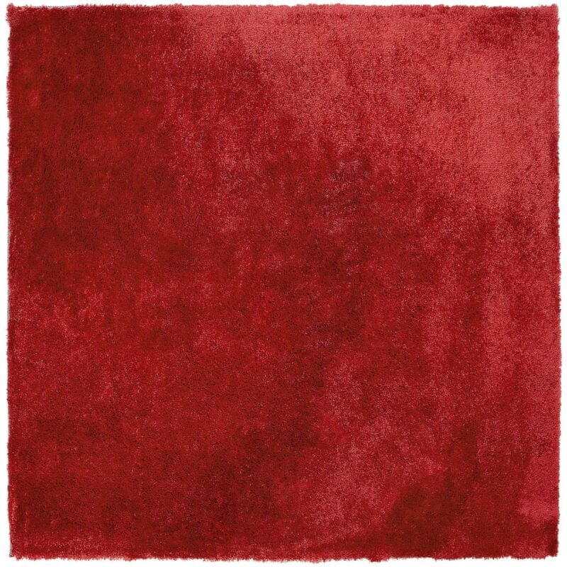 Tapis Épais 200 x 200 cm en Tissu Coton Rouge Doux au Toucher pour Chambre et Salon Moderne Beliani