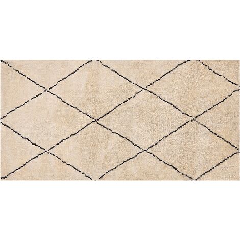 Tapis d'entrée lavable en machine Miabella motifs triangles beige