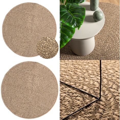 Tapis 90 cm aspect jute intérieur et extérieur - Tapis D'extérieur - Tapis Décoratif - Tapis Rond - Tapis Jute - Tapis Résistant Aux UV - Home & Living