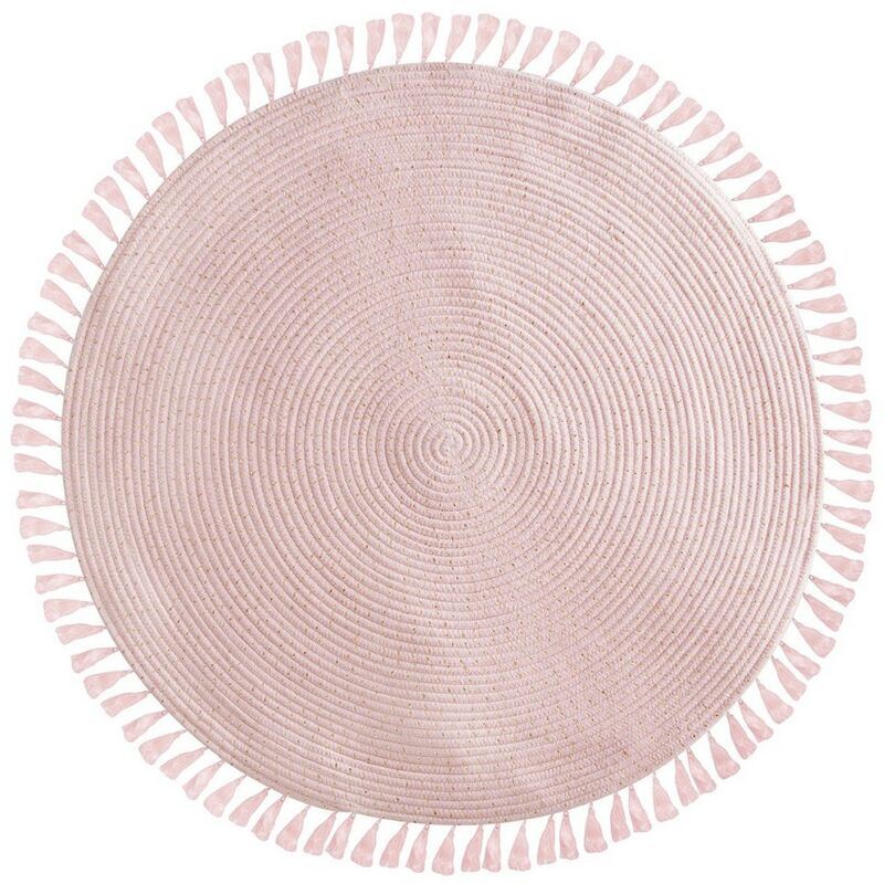 Tapis à franges rose avec Lurex doré intégré 90 cm