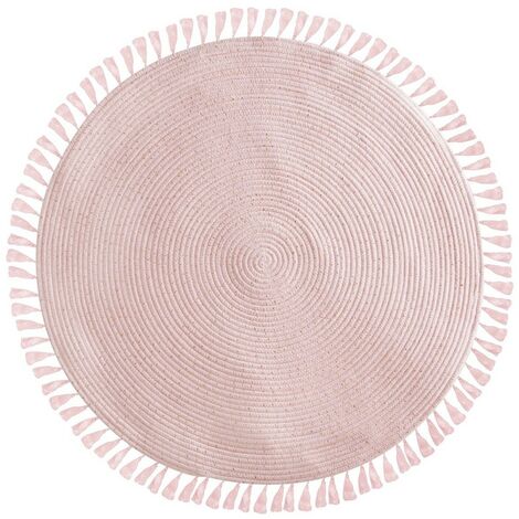 Tapis à franges rose avec Lurex doré intégré 90 cm - Multicolore