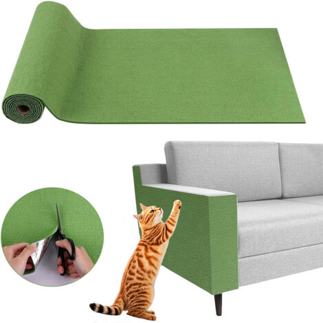 Tapis à griffer pour chat, griffoir adhésif découpable, protection pour meubles, convient pour la fabrication d'arbres à chat (vert, 40 x 100cm)