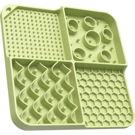 Tapis À Lécher Chien Et Chat Anti-Anxiété Avec Ventouse Alimentation Lente Puzzle Robuste Au Beurre De Cacahuète Vert
