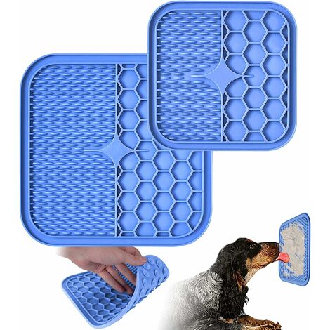 Tapis à lécher pour chien, 2 tapis à lécher pour chiens, dispositif de distraction pour le lavage des chiens avec super aspiration pour le bain des animaux de compagnie, le toilettage, etc., réduisant