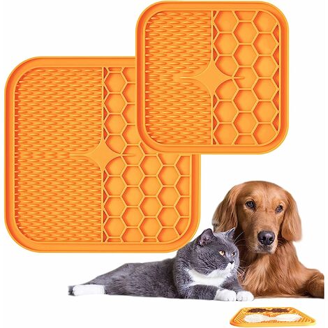 Tapis à lécher pour chien, 2 tapis à lécher pour chiens, dispositif de distraction pour le lavage des chiens pour le bain des animaux de compagnie, le toilettage, etc., réduisant l'ennui et l'anxiété.