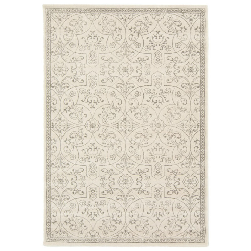 Décoweb - Tapis à motif floral oriental - Arabesque - Écru - 80 x 150 cm