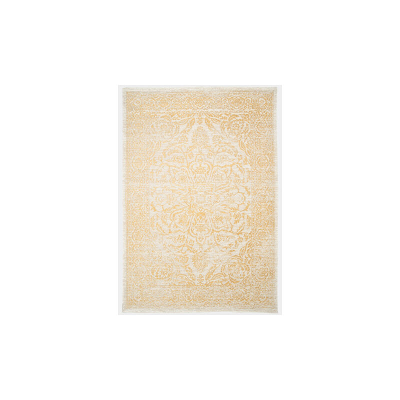 Tapis à motif oriental en tissu chenille recyclé - Camélia - Jaune - 120 x 170 cm