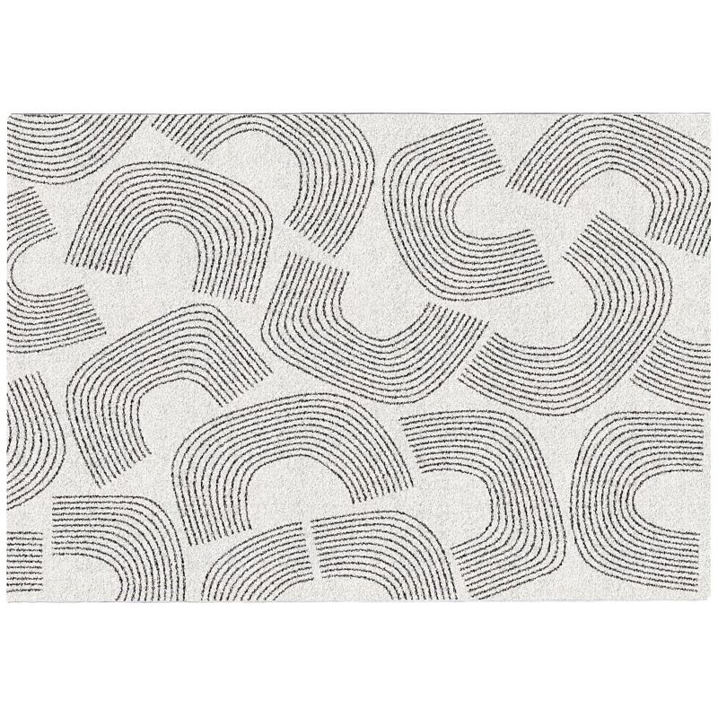 Tapis à motifs arcs - 160 x 230 cm - Crème et noir - ADRANO