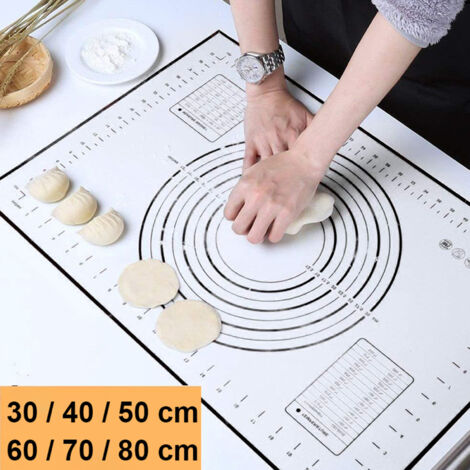 LIFCAUSAL Tapis à Pâtisserie en Silicone avec Mesures, Tapis de Cuisson Grand et Épais, Antidérapant, Sans BPA, Tapis à Rouler Fondant et Gâteau, Tapis de Comptoir de Cuisine, Noir-6040cm