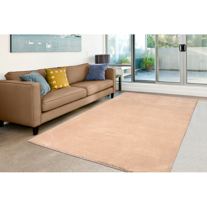 Tapis à poil court 100 x 100 cm - Beige - Beige
