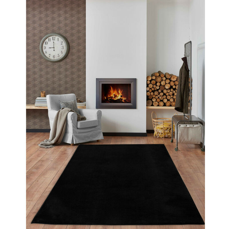 Univers D � Cor - Tapis à poil court 120 x 170 cm - Noir - Noir
